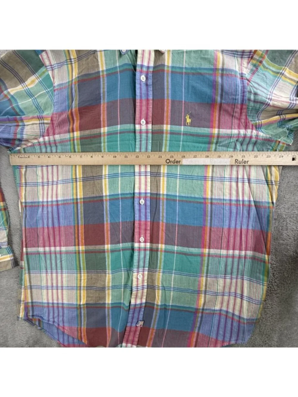 Vintage Polo Ralph Lauren Shirt Mens XL Multicolor Madras Plaid Button Down Long